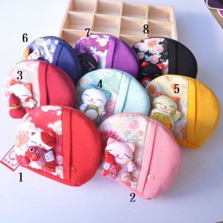 和風招財貓八寶化妝包收納包/每只120元