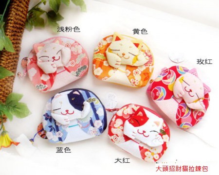 大頭招財貓拉鍊零錢包/每只100元